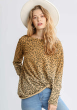 Load image into Gallery viewer, UMGEE Diane Animal Print Ombre Long Sleeve Top with Side Knot Detail and Raw Hem Top
