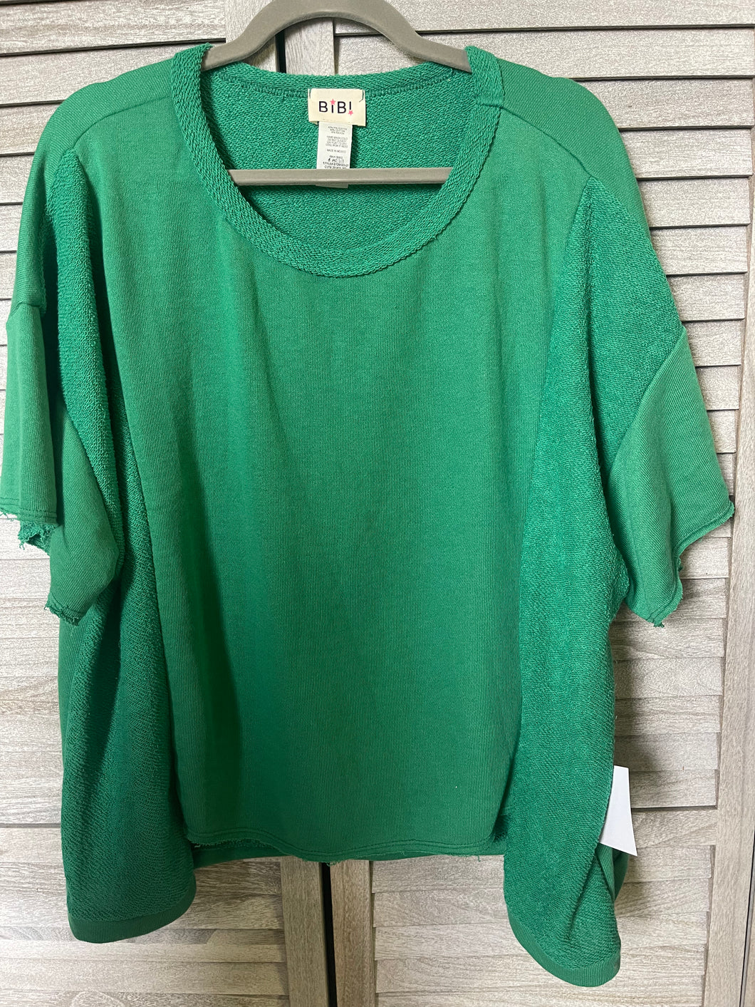 Mally Kelly Green Oversized Raw Edge Terry Top